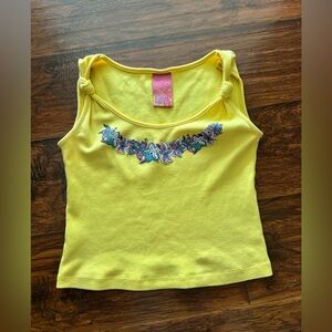 Yellow Tank Top with Floral Design